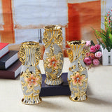 Maxbell Ceramic Vase Gold Ornament Creative Flower Pot for Hotel Desktop Anniversary StyleF