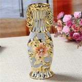 Maxbell Ceramic Vase Gold Ornament Creative Flower Pot for Hotel Desktop Anniversary StyleF