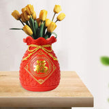 Maxbell Flower Vase Flowerpot Dried Flowers Room Decoration red