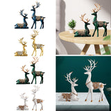 Maxbell 2Pcs Lover Deer Figurines Decors Reindeer Sculptures Xmas Elk Statues Blue