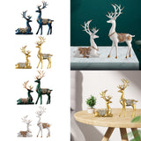 Maxbell 2Pcs Lover Deer Figurines Decors Reindeer Sculptures Xmas Elk Statues Blue