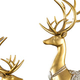 Maxbell 2Pcs Lover Deer Figurines Decors Reindeer Sculptures Xmas Elk Statues Gold