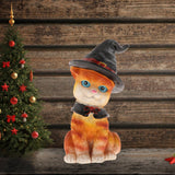 Maxbell Halloween Cat Decoration Resin Craft for Car Dashboard Living Room Shelf Cat Hat