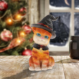 Maxbell Halloween Cat Decoration Resin Craft for Car Dashboard Living Room Shelf Cat Hat