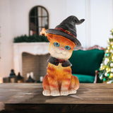 Maxbell Halloween Cat Decoration Resin Craft for Car Dashboard Living Room Shelf Cat Hat