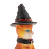 Maxbell Halloween Cat Decoration Resin Craft for Car Dashboard Living Room Shelf Cat Hat