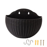 Maxbell Modern Wall Planter Self Watering Pot Plant Hanger for Floral Indoor Outdoor Black