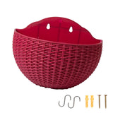 Maxbell Modern Wall Planter Self Watering Pot Plant Hanger for Floral Indoor Outdoor Wine Red