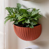 Maxbell Modern Wall Planter Self Watering Pot Plant Hanger for Floral Indoor Outdoor Brick Red