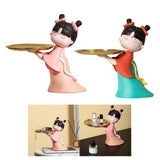 Maxbell Elegant Chinese Girl Statue Storage Tray Ornaments Organizer Multipurpose Pink