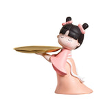 Maxbell Elegant Chinese Girl Statue Storage Tray Ornaments Organizer Multipurpose Pink