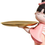 Maxbell Elegant Chinese Girl Statue Storage Tray Ornaments Organizer Multipurpose Pink