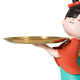 Maxbell Elegant Chinese Girl Statue Storage Tray Ornaments Organizer Multipurpose Green