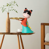 Maxbell Elegant Chinese Girl Statue Storage Tray Ornaments Organizer Multipurpose Green