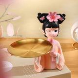 Maxbell Creative Girl Figurine Jewelry Trinket Storage Home Table Decor Cookie