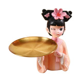 Maxbell Creative Girl Figurine Jewelry Trinket Storage Home Table Decor Cookie