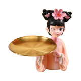 Maxbell Creative Girl Figurine Jewelry Trinket Storage Home Table Decor Cookie