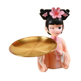 Maxbell Creative Girl Figurine Jewelry Trinket Storage Home Table Decor Cookie