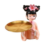 Maxbell Creative Girl Figurine Jewelry Trinket Storage Home Table Decor Cookie