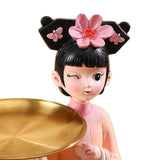 Maxbell Creative Girl Figurine Jewelry Trinket Storage Home Table Decor Cookie