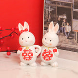 Maxbell 2Pcs Rabbits Statues Resin Decorative Couple Figurines for Christmas Wedding