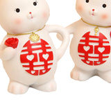 Maxbell 2Pcs Rabbits Statues Resin Decorative Couple Figurines for Christmas Wedding