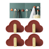 Maxbell 4Pcs Storage Hooks Flexible Self Adhesive for Clothes Keys Bags Red