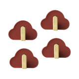 Maxbell 4Pcs Storage Hooks Flexible Self Adhesive for Clothes Keys Bags Red