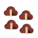 Maxbell 4Pcs Storage Hooks Flexible Self Adhesive for Clothes Keys Bags Red
