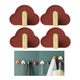Maxbell 4Pcs Storage Hooks Flexible Self Adhesive for Clothes Keys Bags Red