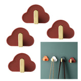 Maxbell 4Pcs Storage Hooks Flexible Self Adhesive for Clothes Keys Bags Red