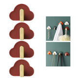 Maxbell 4Pcs Storage Hooks Flexible Self Adhesive for Clothes Keys Bags Red