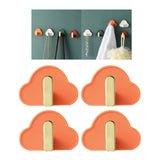 Maxbell 4Pcs Storage Hooks Flexible Self Adhesive for Clothes Keys Bags Orange