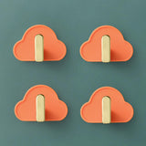 Maxbell 4Pcs Storage Hooks Flexible Self Adhesive for Clothes Keys Bags Orange