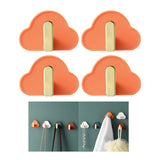 Maxbell 4Pcs Storage Hooks Flexible Self Adhesive for Clothes Keys Bags Orange