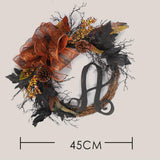 Maxbell 18inch Halloween Wreath Hanging Maple Leaves Wall Party Photo Props Decor