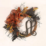 Maxbell 18inch Halloween Wreath Hanging Maple Leaves Wall Party Photo Props Decor