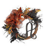 Maxbell 18inch Halloween Wreath Hanging Maple Leaves Wall Party Photo Props Decor