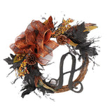 Maxbell 18inch Halloween Wreath Hanging Maple Leaves Wall Party Photo Props Decor