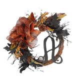 Maxbell 18inch Halloween Wreath Hanging Maple Leaves Wall Party Photo Props Decor