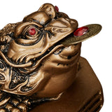 Maxbell Wealth Frog Statue Fortune Ancient Resin for Desktop Living Room Decoration brown