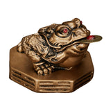 Maxbell Wealth Frog Statue Fortune Ancient Resin for Desktop Living Room Decoration brown