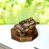 Maxbell Wealth Frog Statue Fortune Ancient Resin for Desktop Living Room Decoration brown