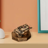 Maxbell Wealth Frog Statue Fortune Ancient Resin for Desktop Living Room Decoration brown