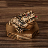 Maxbell Wealth Frog Statue Fortune Ancient Resin for Desktop Living Room Decoration brown