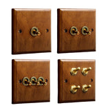 Maxbell Antique Toggle Switch Panel Walnut for Household Bathroom Bedroom single open