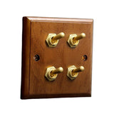 Maxbell Antique Toggle Switch Panel Walnut for Household Bathroom Bedroom four open