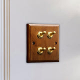 Maxbell Antique Toggle Switch Panel Walnut for Household Bathroom Bedroom four open