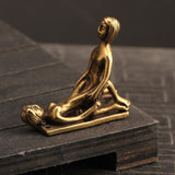 Maxbell Brass People Figurine Crafts Posture Figure Funny for Bedroom Decoration StyleB