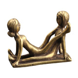 Maxbell Brass People Figurine Crafts Posture Figure Funny for Bedroom Decoration StyleC